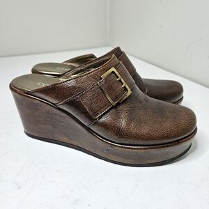 Cordani Bronze Leather Wedge Clog Darma-2 with Buckle Platform Metallic 7